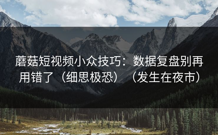 蘑菇短视频小众技巧：数据复盘别再用错了（细思极恐）（发生在夜市）