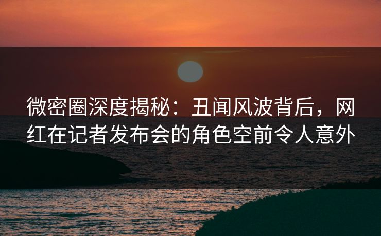 微密圈深度揭秘：丑闻风波背后，网红在记者发布会的角色空前令人意外