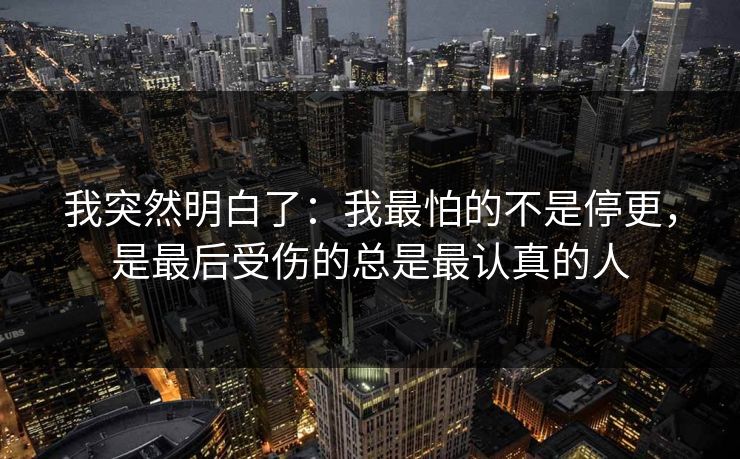 我突然明白了:我最怕的不是停更,是最后受伤的总是最认真的人 我突然明白了:我最怕的不是停更,是最后受伤的总是最认真的人